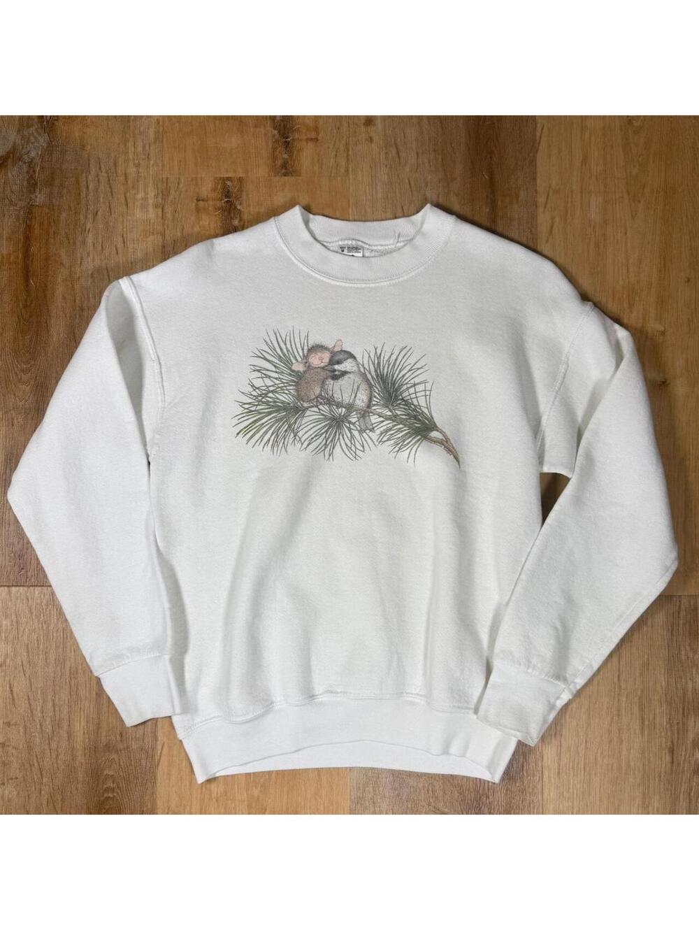 Mouse & Bird Crewneck – White (M)